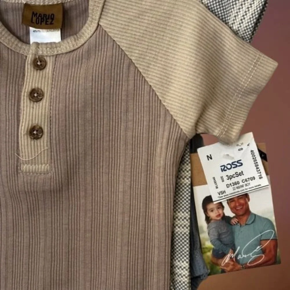 NWT Boys Mario Lopez‎ 3-Piece Onesie Set 6-9M